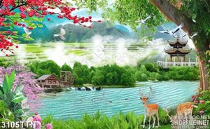 Tranh phong cảnh đình lục giác in uv