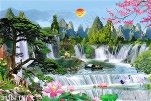 Tranh in iv phong thủy đẹp núi non