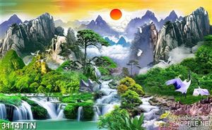 Tranh in thác nước và núi non mới nhất