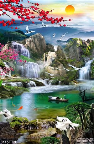 Tranh khổ dọc phong thủy và hoa đào
