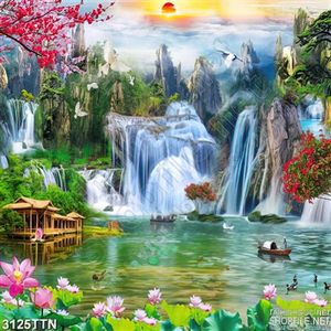 Tranh phong cảnh thác nước khổ dọc