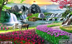 Tranh in phong cảnh vườn hoa cây cỏ