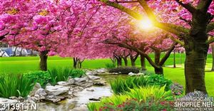 Tranh thiên nhiên vườn hoa đào