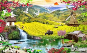 Tranh in uv ruộng bậc thang đẹp
