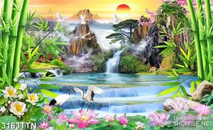 Tranh phong thủy hạc bên hồ sen