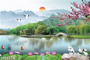 Tranh hồ nước lãng mạn