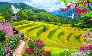 Tranh ruộng bậc thang phong thủy