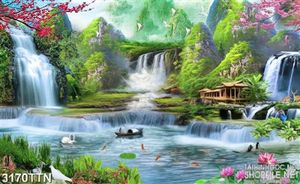 Tranh thác nước hồ đẹp