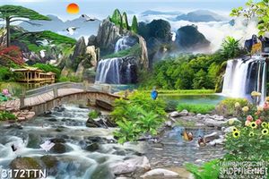 Tranh phong cảnh 3D thác nước