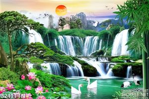Tranh thiên nhiên thác nước