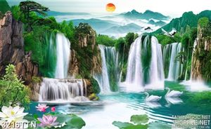 Tranh thác nước đẹp thiên nga