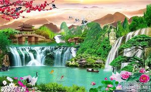 Tranh in decor thác nước mới nhất