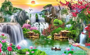 Tranh khổ ngang đẹp cây đào mùa xuân phong thủy
