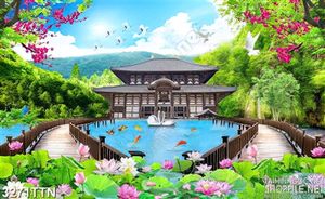Tranh ngôi nhà giữa hồ đẹp