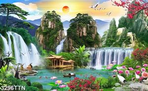 Tranh in thác nước khổ ngang đẹp