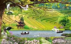 Tranh ruộng bậc thang mới đẹp bên hồ