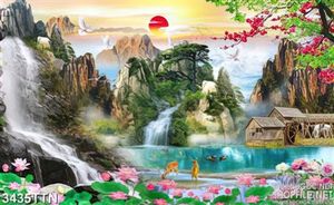 Tranh phong thủy hoàng hôn psd