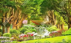 Tranh dán tường phong cảnh hoa và cây