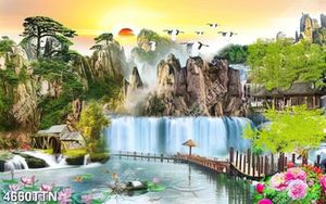 Tranh sơn thủy trang trí tường nhà in uv