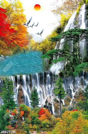 Tranh decor mùa thu trên núi rừng đẹp