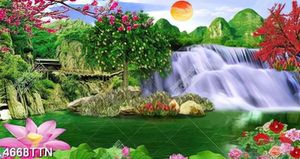 Tranh thiên nhiên phong cảnh hữu tình mùa xuân in kính