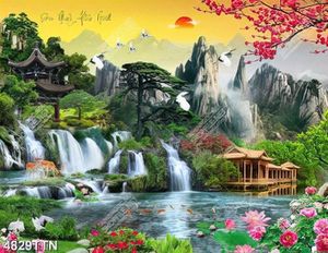 Tranh thiên nhiên sơn thủy decor in kính