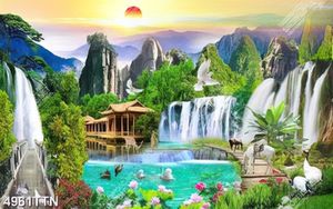 Tranh décor sơn thủy hữu tình in kinh