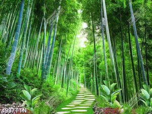 Tranh phong cảnh con đường vào rừng tre in uv