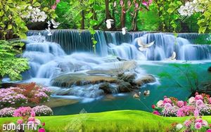 Tranh trang trí tường thác nước mùa xuân in kinh