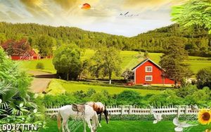 Tranh ngôi làng bên khu rừng chất lượng cao