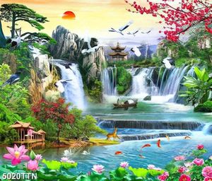 Tranh thiên nhiên thuyền chài bên hồ sen file PSD