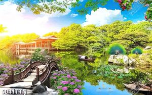 Tranh phong cảnh mùa thu sơn thủy hữu tình in kính