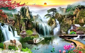 Tranh phong cảnh đồi núi và thác nước nghệ thuật