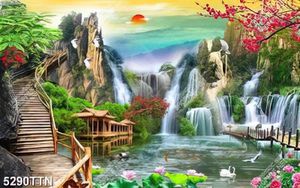 Tranh gắn tường dòng sông bên chiếc thuyền in uv