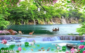 Tranh phong cảnh người lái đò trên sông và thiên nhiên tuyệt đẹp in kính