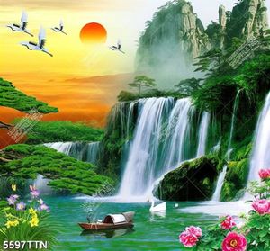 Tranh dán tường sơn thủy hũu tình file gốc