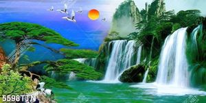 Tranh trang trí tường nhà thác nước hùng vĩ và thiên nhiên in uv