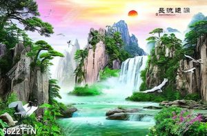 Tranh phong thủy thác nước và chim hạc file psd