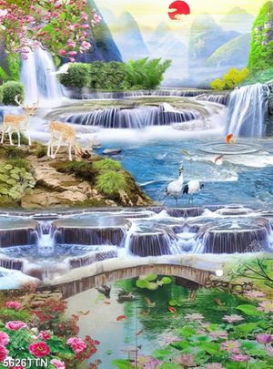 Tranh trang trí tường phòng khách thác nước tuyệt đẹp in chất lượng cao
