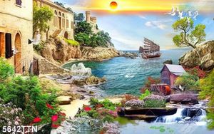 Tranh sơn dầu lâu đài bên bờ biển tuyệt đẹp