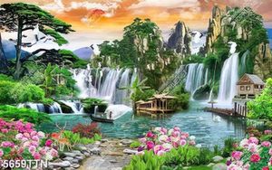 Tranh 3d thác nước phong thủy đẹp nhất