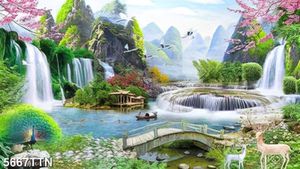 Tranh treo tường thác nước phong thủy đẹp