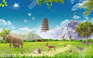 Tranh decor muôn loài và chóp chùa trang trí