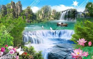 Tranh thác nước phong thủy in 3d