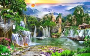 Tranh phong cảnh 3d thác nước đẹp tuyệt trần