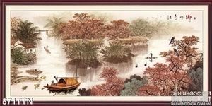 Tranh thư pháp thác nước sơn dầu đẹp