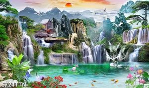 Tranh treo phòng khách sơn thủy hữu tình tuyệt đẹp