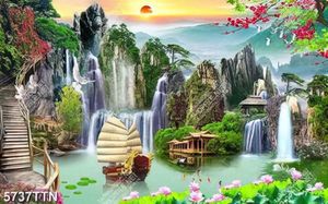 Tranh kính sơn thủy hữu tình vẽ đẹp kỳ vĩ hút hồn