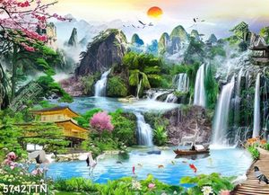 Tranh dán tường 3d sơn thủy hữu tình Trung Quốc