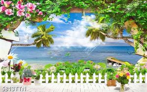 Tranh trang trí tường cây dừa và bầu trời trên mặt biển in chất lượng cao